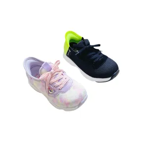 Breathable slip-on children's sports shoes featuring purple tie-dye and navy blue colors