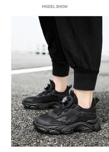 Schwarze, leichte und atmungsaktive Sportschuhe für Jungen mit Drehverschluss