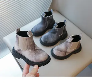 Trendy denim pattern children's ankle boots for girls and boys in autumn style