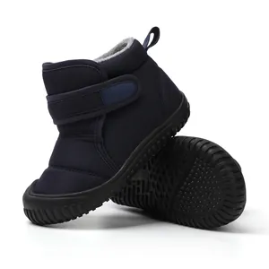 Navy blue children's winter snow boots with fleece lining and anti-slip rubber sole
