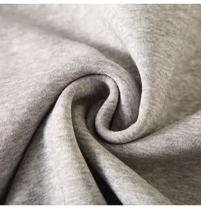 Macro detail of soft gray knit fabric texture for men's casual hooded sweatshirt