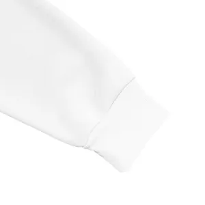 Detailed macro view showing the white ribbed cuff of a men's fleece hoodie sweatshirt