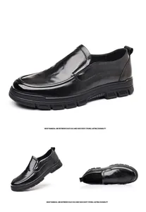 Vistas detalladas desde múltiples ángulos de zapatos informales de cuero genuino negro para hombre
