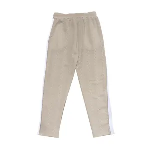 Pantalon décontracté beige pour hommes avec bandes latérales et jacquard torsadé
