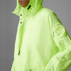 Neon yellow fluorescent hooded sports jacket with Bogner logo and adjustable drawstring