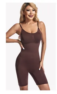 Hoogwaardige bruine shapewear bodysuit voor dames met buikcontrole en liftend effect