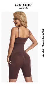 Gedetailleerde weergave van een bruine shapewear bodysuit voor buikcontrole en lift