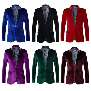 Détail de blazers en velours coupe ajustée en six couleurs avec doublure paisley