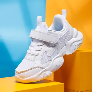 Breathable white mesh children's sneakers for school boys and girls running shoes