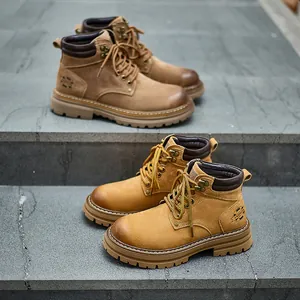 Bottes Martin durables en cuir véritable pour la randonnée et le travail en plein air
