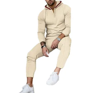 Herren Casual Waffelstrick Kapuzenpullover Top And Bottom Einfarbig Langarm Sweatshirt Und Passende Hose Bekleidung