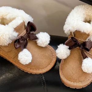 Stivali da neve caldi per bambina con fodera in peluche e fiocco