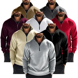 Sweat-shirt décontracté pour homme à demi-zip et col montant en plusieurs couleurs