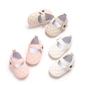 Chaussures de Marche Princesse pour Bébé Fille en Cuir PU Motif Matelassé Décor de Fleurs Semelle Souple Antidérapante