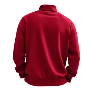 Vue arrière du sweat-shirt en polaire rouge à col montant pour hommes, texture