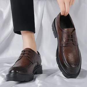 Zapatos elevadores de cuero marrón para hombre con aumento de 10 cm para uso formal