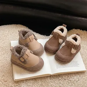 Toddler Baby Girls Winter Warm Fleece Lined Birkenstock Style Cotton Shoes Soft Sole Microfiber Leather Infant Walkers