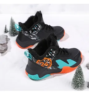 High-top winter basketball shoes for boys with warm lining and durable non-slip rubber soles
