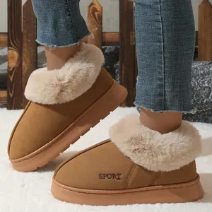 Chaussons d'hiver douillets pour femmes avec doublure en fausse fourrure et semelle