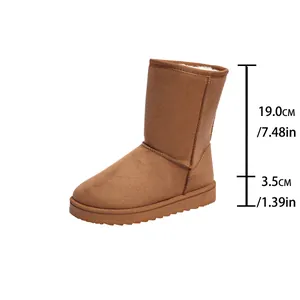 Bruine gevoerde snowboots detail met 19cm schachthoogte en 3,5cm plateauzool