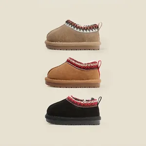 Toddler winter warm snow boots with ethnic knit trim available in three different colors
