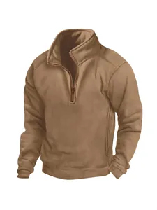 Polo de forro polar con cremallera de un cuarto para hombre en marrón para otoño