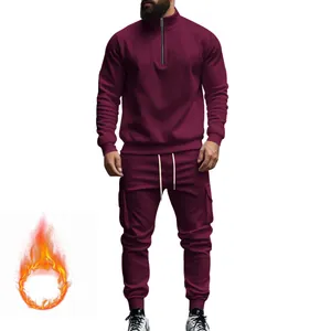 Chándal térmico para hombre con sudadera de media cremallera y pantalón cargo