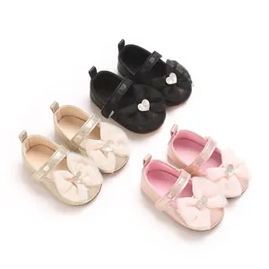 Baby Mädchen Prinzessinnen Schuhe Glitzer Schleife Herz Lauflernschuhe Weiche Sohle Kleinkinder Mary Jane Hochzeit Party Schuhe