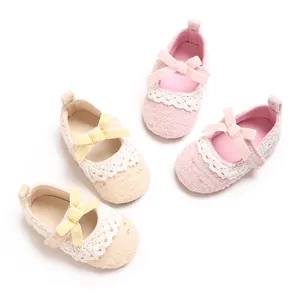 Baby Prinzessin Schuhe Spitze Schleife Weiche Sohle Tweed Kleinkind Lauflernschuhe Für Mädchen Täglich Party Prewalker Schuhe