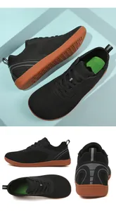 Vues détaillées de baskets noires en maille montrant le profil, le dessus et le talon.