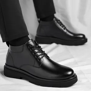 Premium Herren-Martin-Stiefel aus schwarzem Leder mit warmem Futter und robuster Sohle
