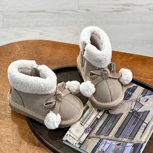 Schneestiefel für Mädchen, Winter, mit Fleece gefüttert, weiche Sohle, Schleife und Bommeln