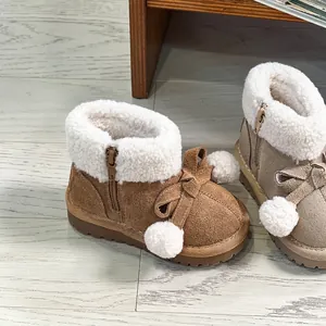Winter-Schneeschuhe für Kleinkinder mit warmem Plüschfutter und niedlicher Schleife