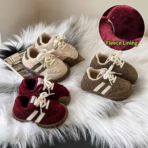 Baby Soft Sole Learning Shoes Winter Warm Fleece Lined German Trainer Style Prewalker For Infants Toddlers Kids
