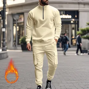 Conjunto de chándal para hombre con forro polar y media cremallera para invierno