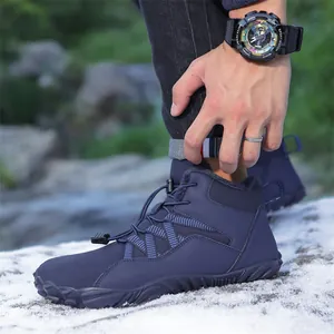 Stivali invernali da uomo blu navy foderati in pile con suola antiscivolo e design alto