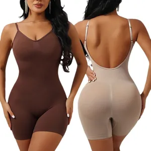 Body modellante senza cuciture con schiena scoperta per donna controllo pancia shaper