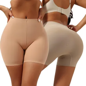 Professional seamless mid-waist shapewear shorts for tummy control and butt lifting in nude