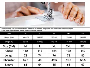 Comprehensive size chart for men's long-sleeve V-neck casual polo shirt with measurements