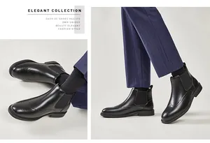 Bottines Chelsea noires classiques pour hommes avec détails richelieu pour un style élégant