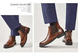 Bottines Chelsea en cuir marron pour hommes avec détails brogue et wingtip