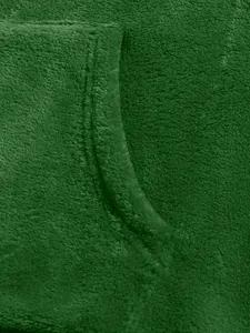 Close-up detail of soft green coral fleece fabric texture on a men's hoodie jacket
