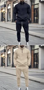 Conjunto de chándal jacquard de dos piezas para hombre moda urbana de otoño invierno