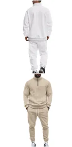 Vistas detalladas frontal y trasera del conjunto de chándal casual jacquard para hombre