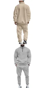 Conjunto de chándal jacquard de dos piezas para hombre con sudadera de media cremallera y joggers