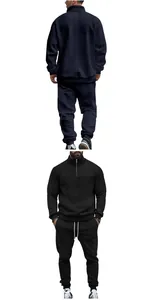 Vista detallada del chándal jacquard de dos piezas para hombre con sudadera y pantalones jogger