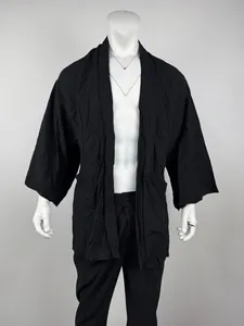 Cardigan nero da uomo con maniche a pipistrello, vestibilità ampia stile kimono