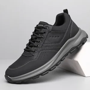 Zapatos Casuales Deportivos al Aire Libre para Hombre Cuero de Microfibra Suela Blanda Zapatillas de Senderismo