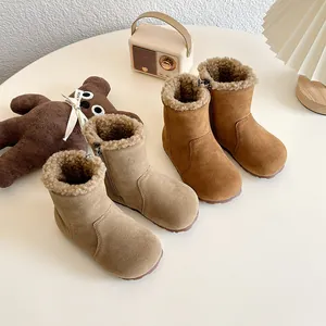 Bottes d'hiver pour enfants doublées de polaire avec fermetures éclair latérales