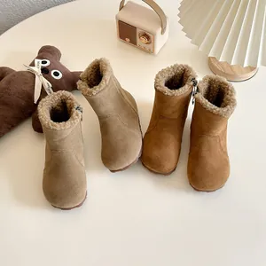 Bottes de neige d'hiver pour enfants avec doublure en peluche chaude et fermeture éclair